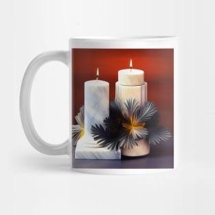 Christmas Candles with White Marble Mug